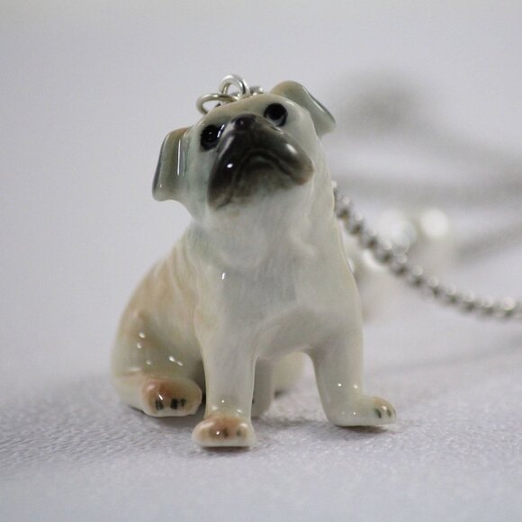 Pug, Pendant Necklace, Animal Jewelry, Dog Necklace, Pearl Necklace, Animal Neck - Picture 6 of 9